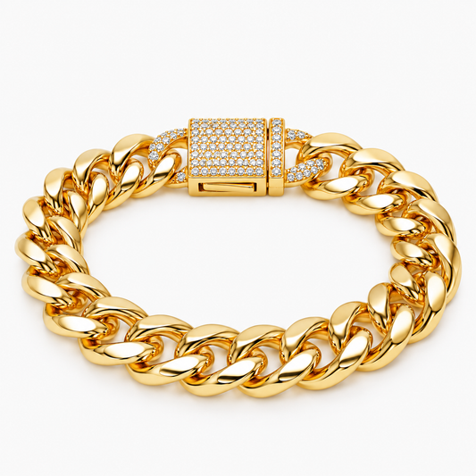10mm Iced Pavé Lock Cuban Bracelet