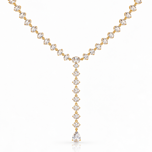 Lariat Oval Y-Drop Tennis Necklace