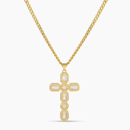Halo CZ Cross Pendant