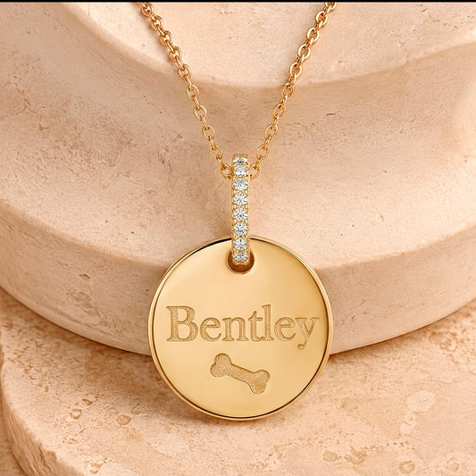 Pet Engraved Circle with Iced Loop