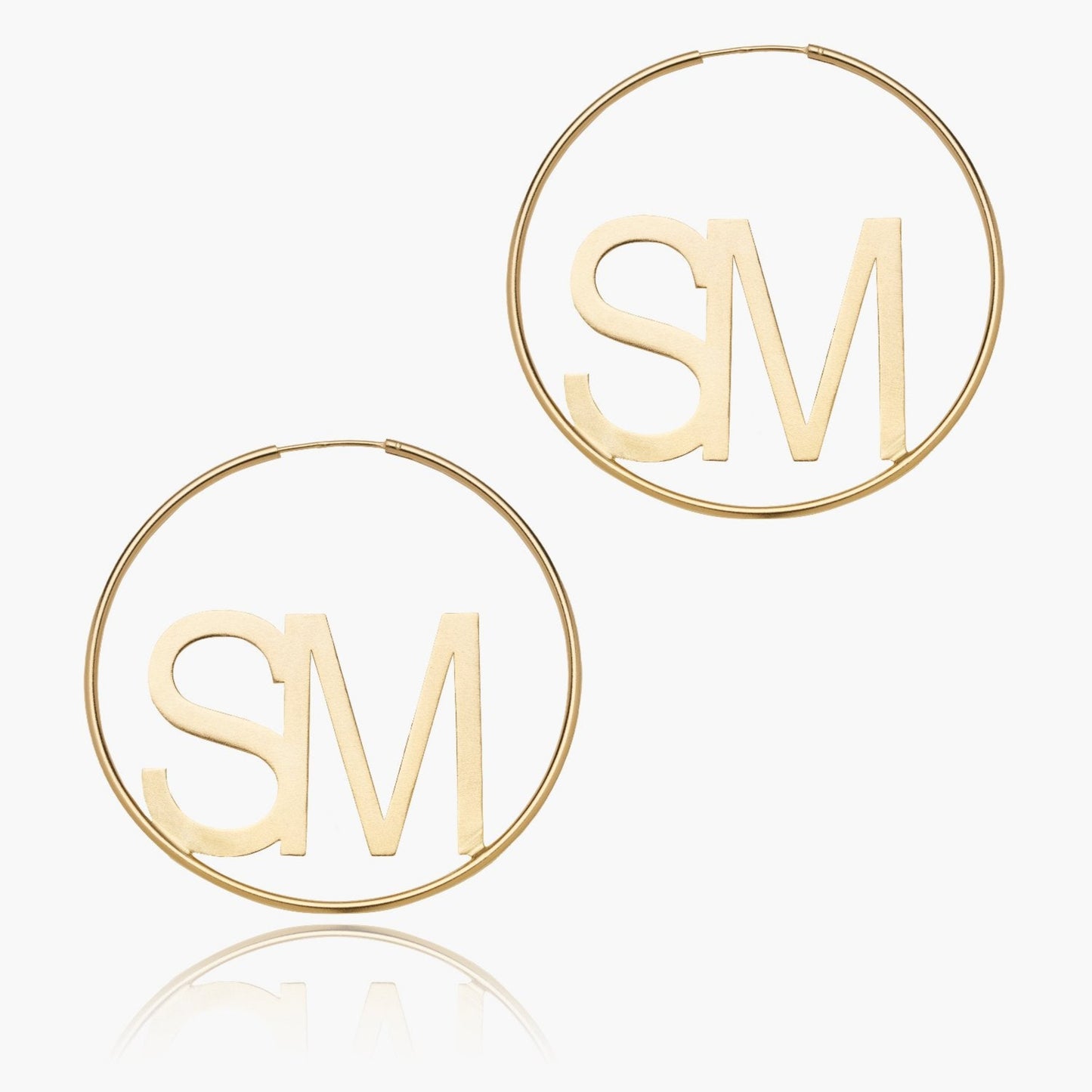 Two Initial Wire Hoop Earring