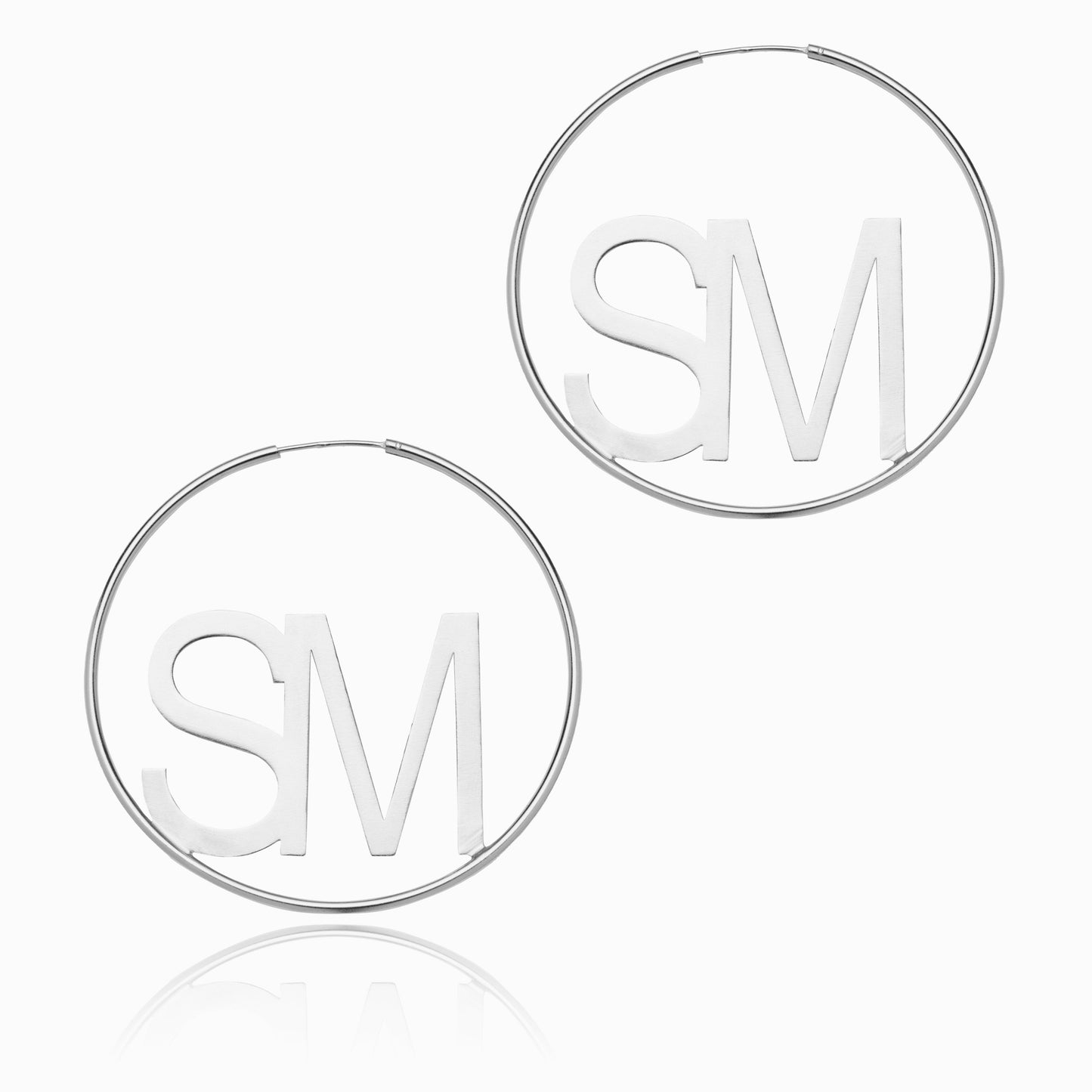 Two Initial Wire Hoop Earring