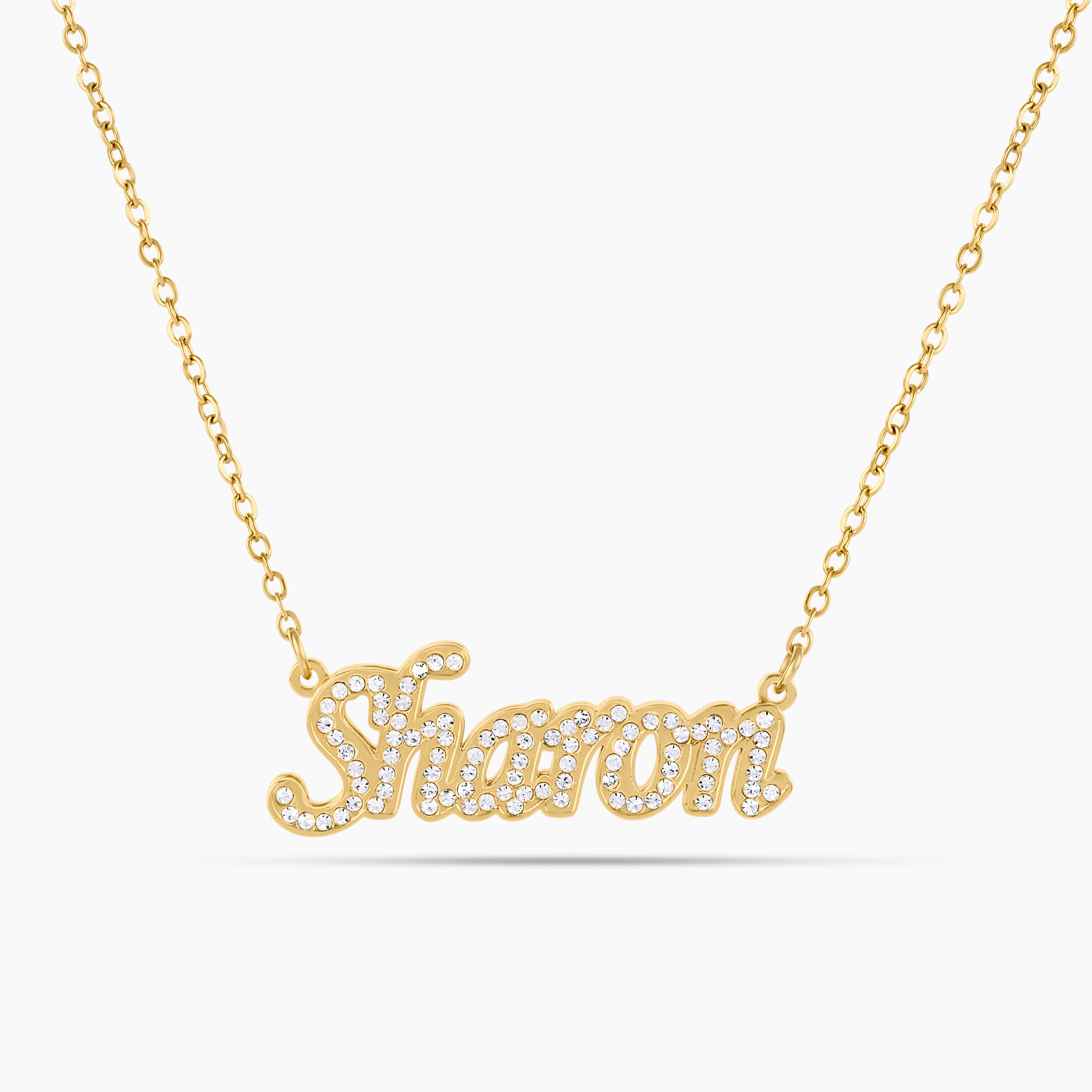 Nameplate Necklace Name Wali Gold Chain The Luxe Stone Double