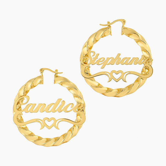 Love Twist Hoop Name Earrings