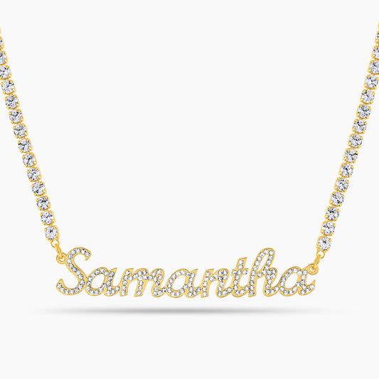 Iced Signature Script Name Necklace
