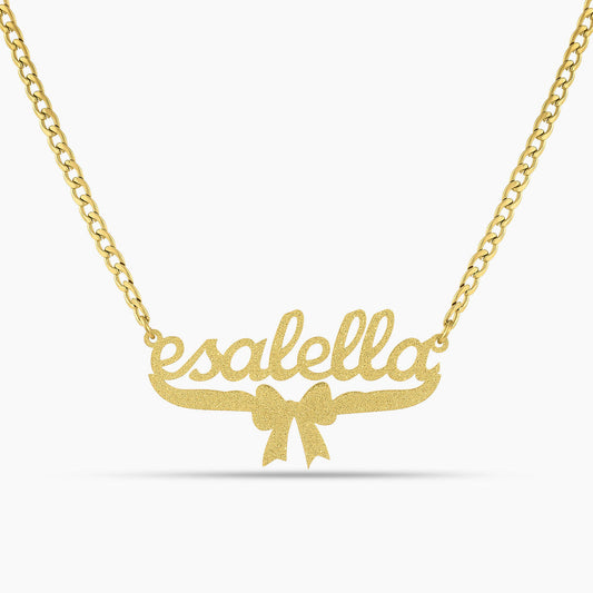 The Glittered Bow Name Necklace