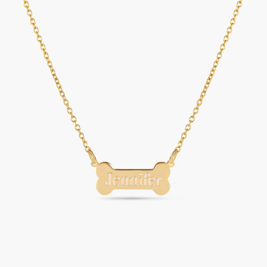 Engraved Dog Bone Pendant Necklace