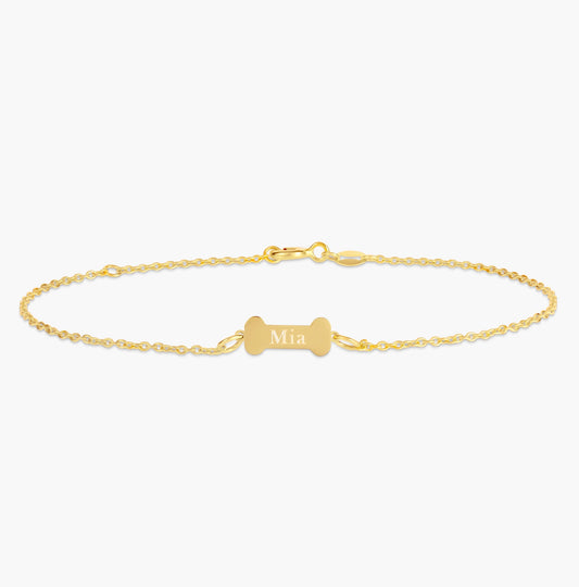 Engraved Dog Bone Anklet