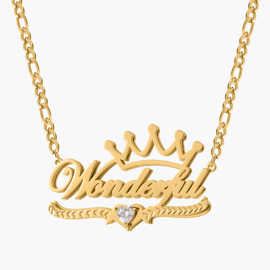 Double Plated Empress Heart Name Necklace