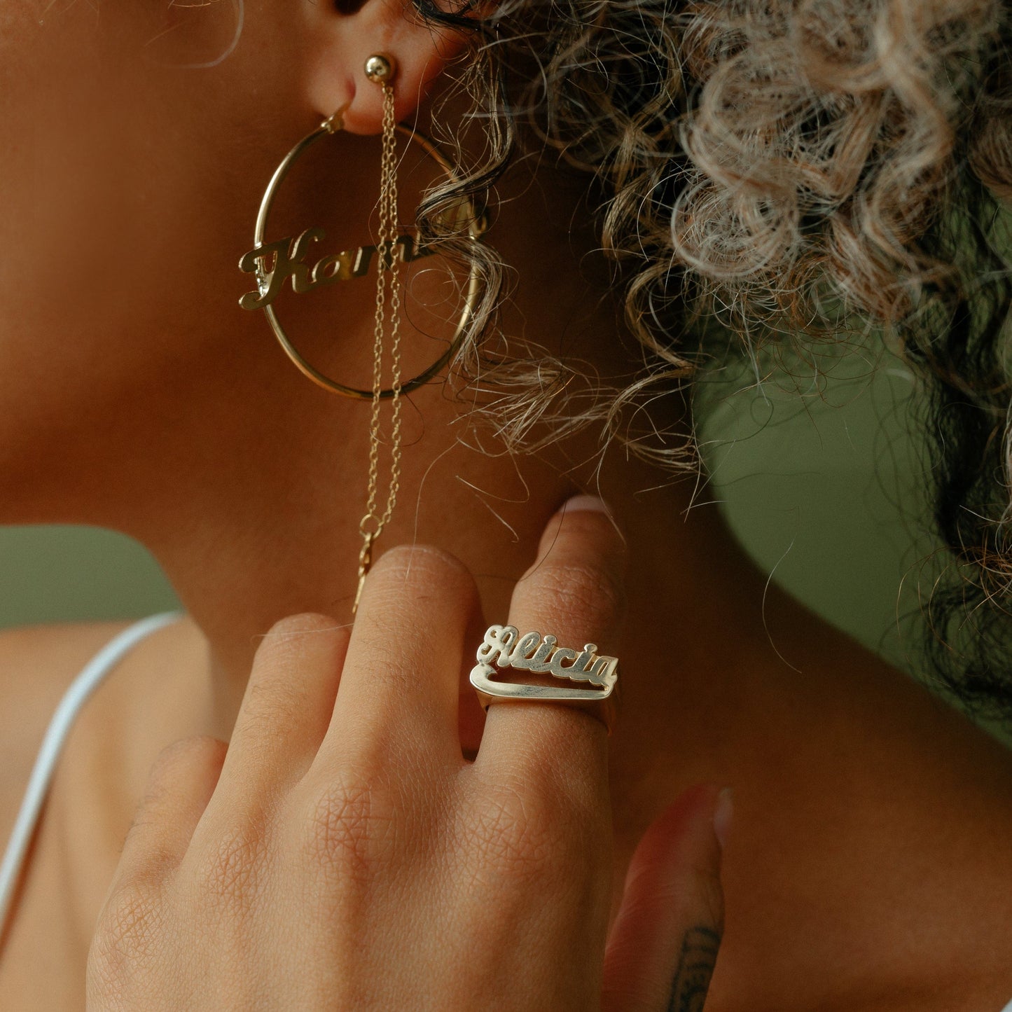 Gold-Swoosh Name Ring