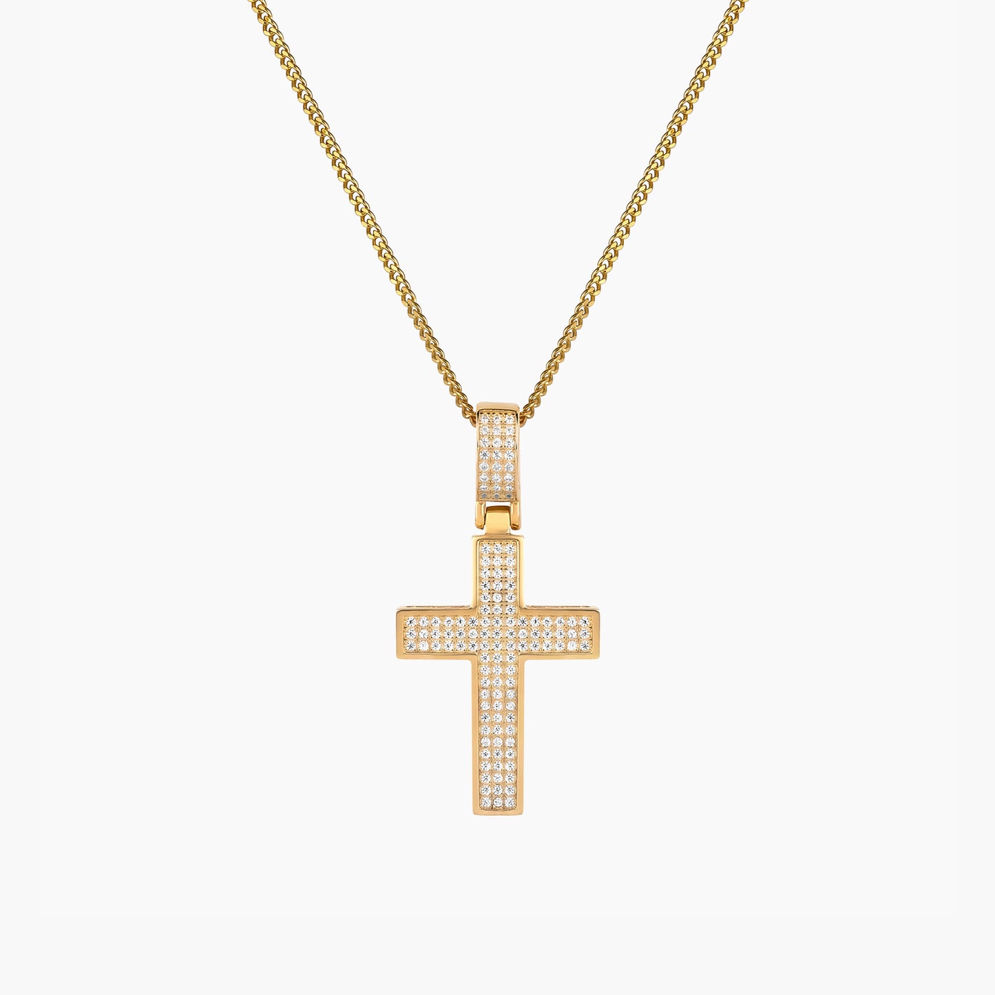 The Double Plated Iced Cross Pendant