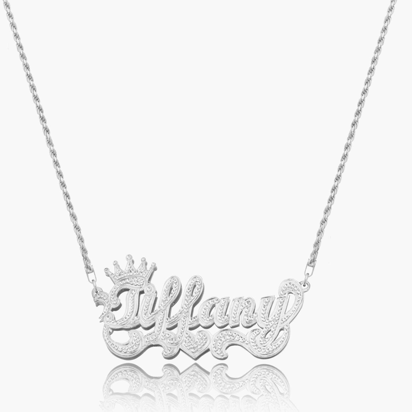 Double Plated Iced Princess Crown Name Necklace