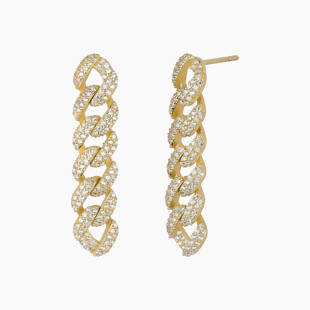 Iced Prong Link Drop Earrings