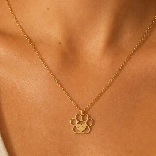 Paw Print Engraved Necklace