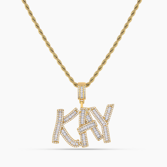 Iced Out Baguette Name Pendant