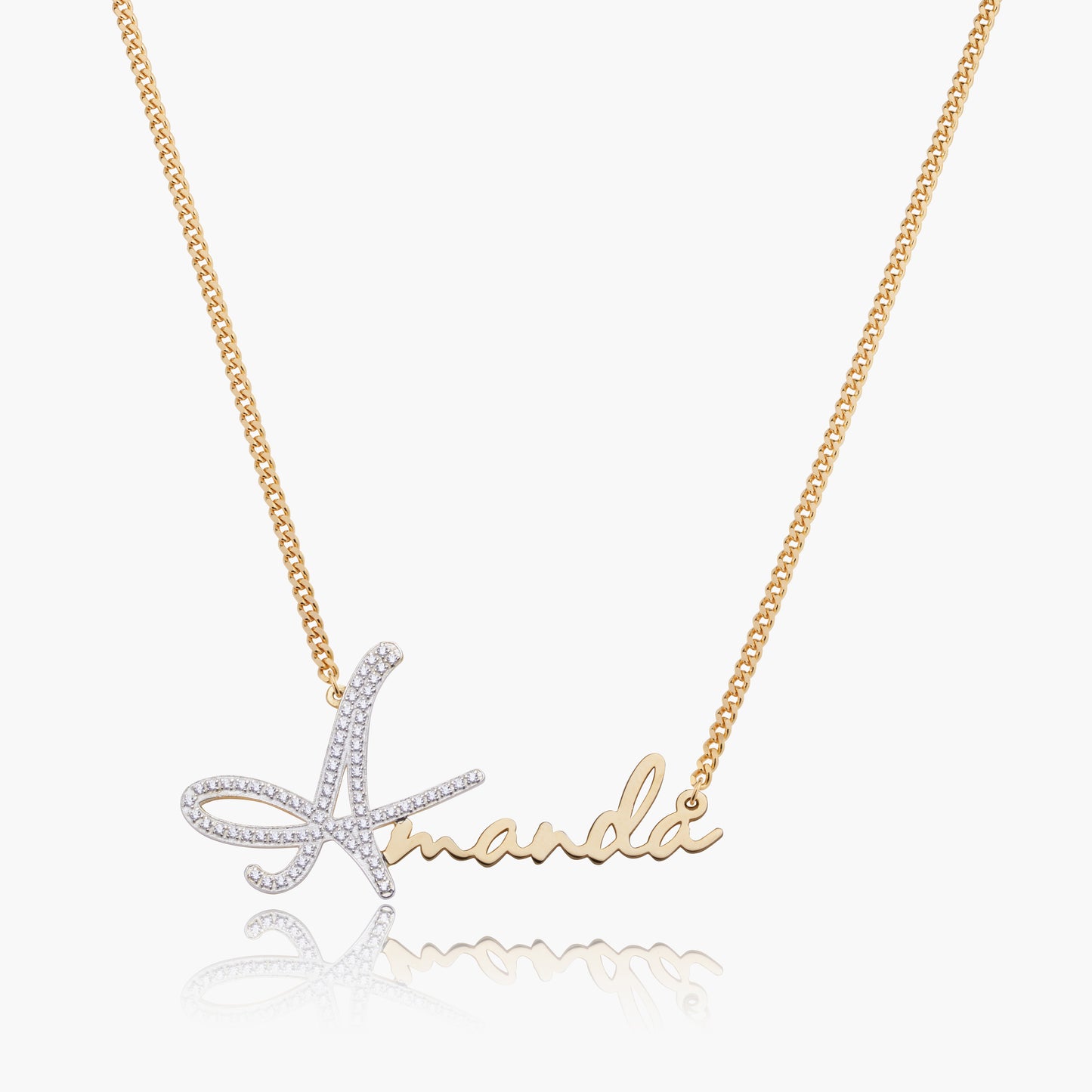 Signature Name Necklace w/ Iced Initial