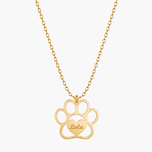 Paw Print Engraved Necklace