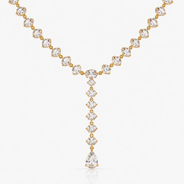 Lariat Oval Y-Drop Tennis Necklace