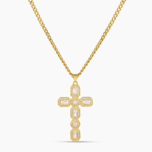 Halo CZ Cross Pendant