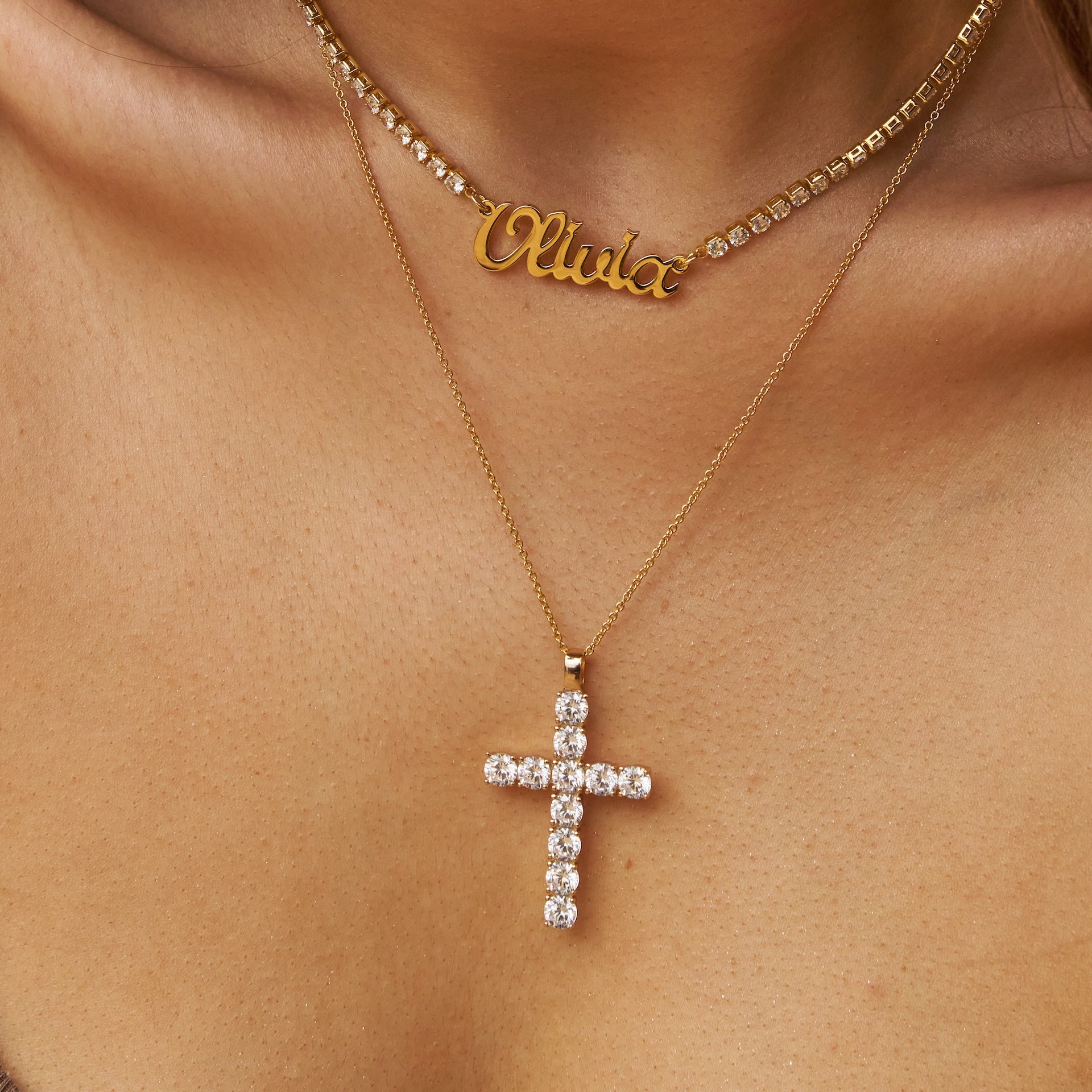 Chunky CZ Cross Pendant