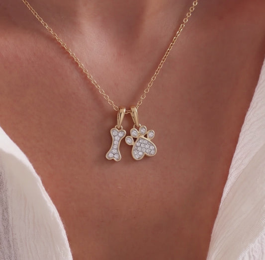 Luxe Paw & Bone Charm Necklace