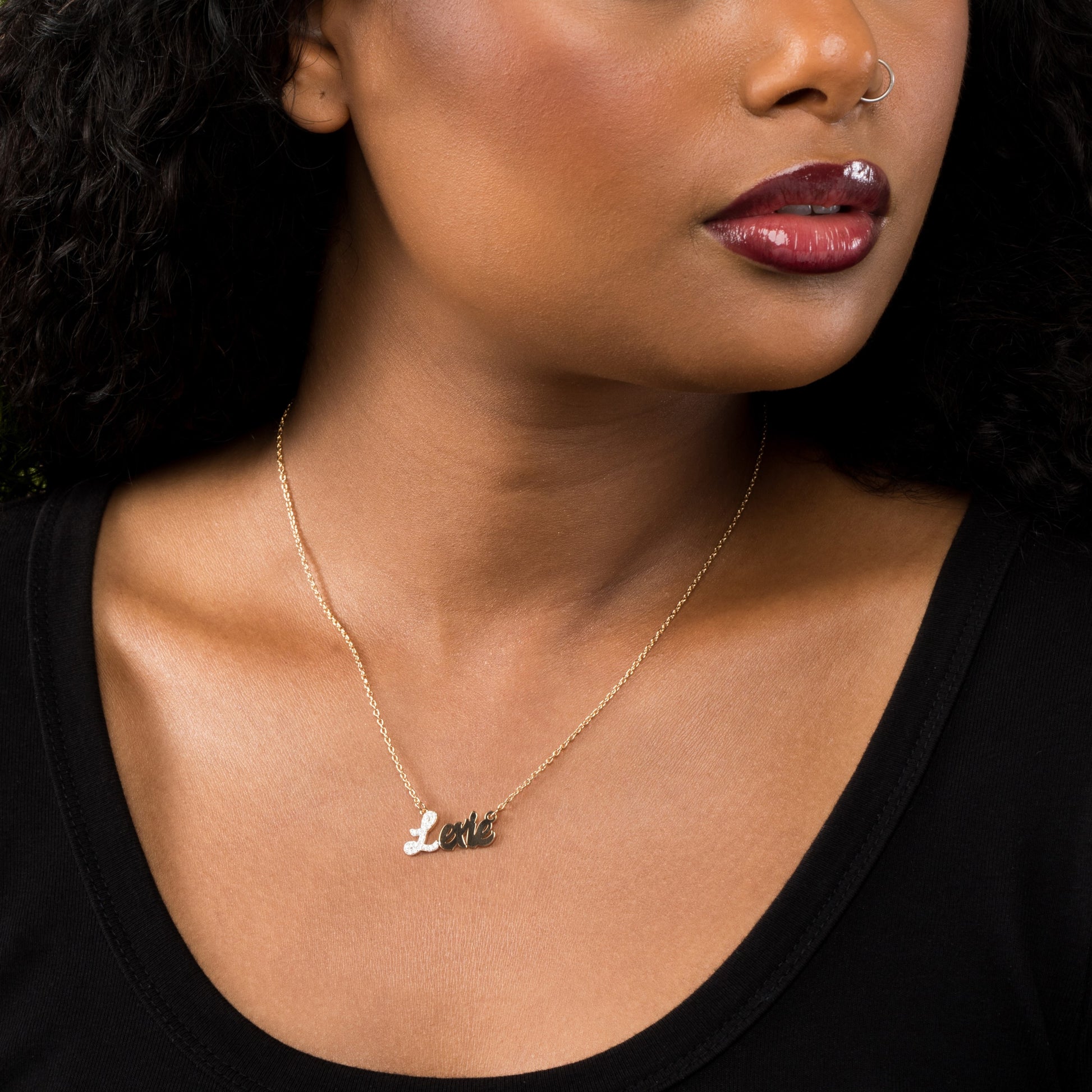 Script Name Necklace w/ Iced Initial – Tres Colori Jewelry