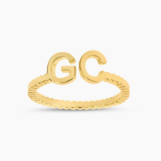 Dainty Double Initial Ring