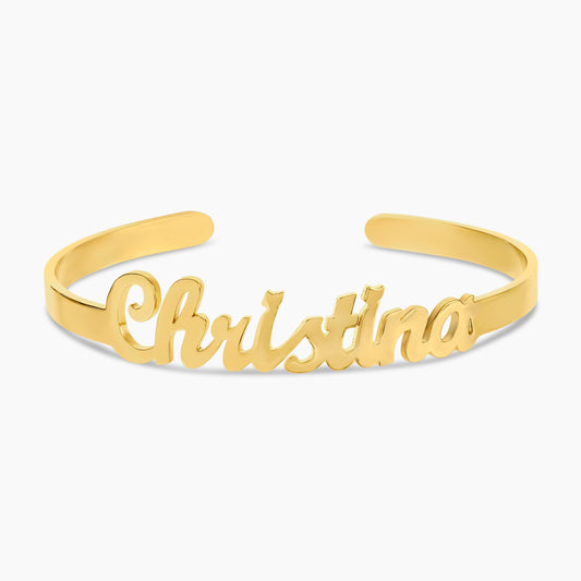 Dainty Script Name Bangle