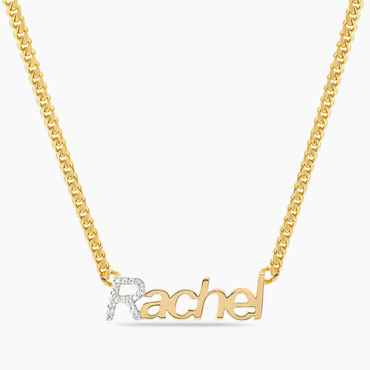 THICK 5mm Iced Initial Block Name Necklace