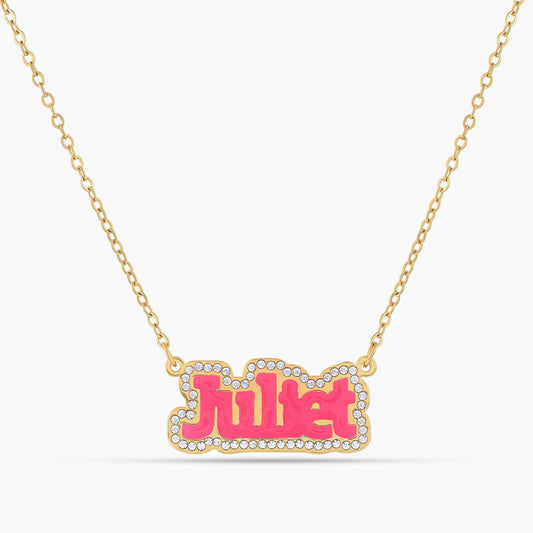 Kid's Iced Bubble Enamel Name Necklace