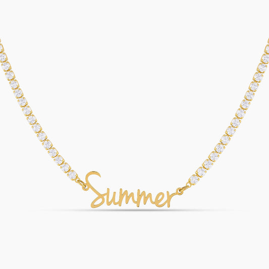 Luxury Script Name Necklace with Tennis Chain