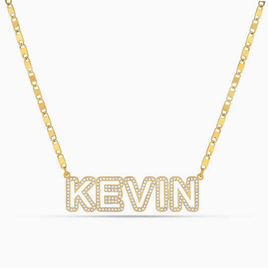 Iced Out Block Name Necklace