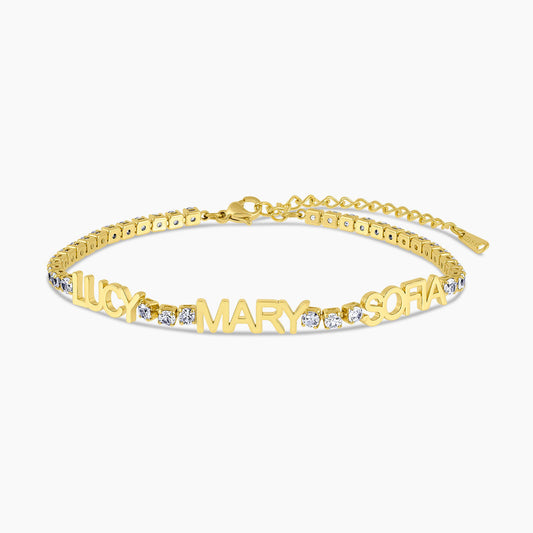 Three Name Tennis Bracelet
