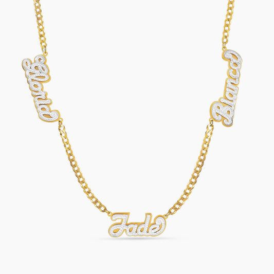 Double Plated Three Name Necklace