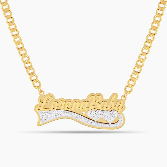 Double Plated Love Curve Name Necklace
