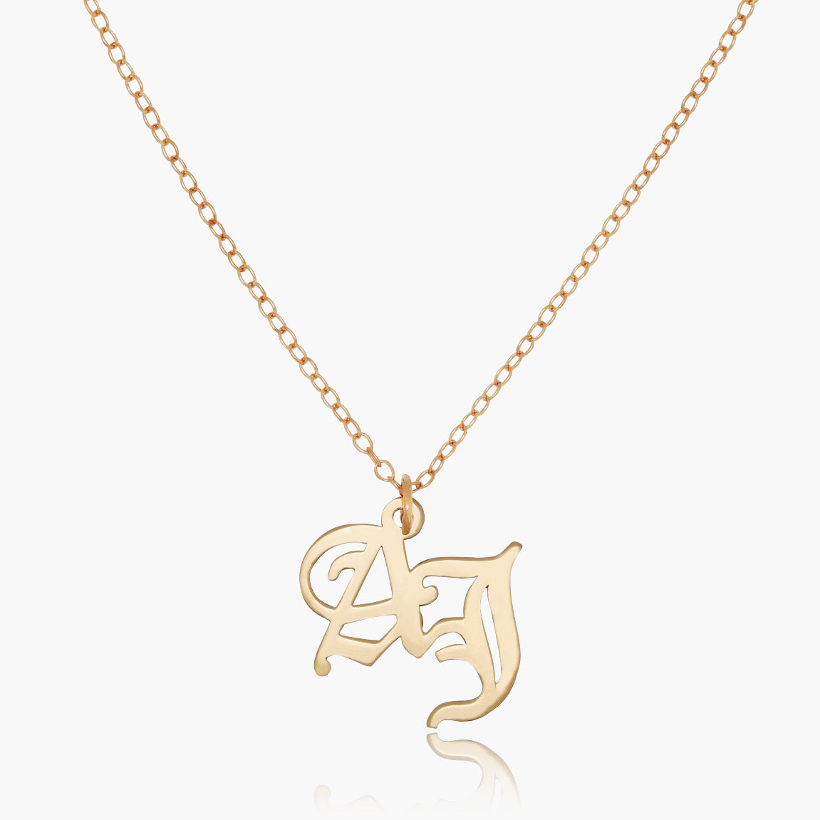 Double Initial Gothic Necklace
