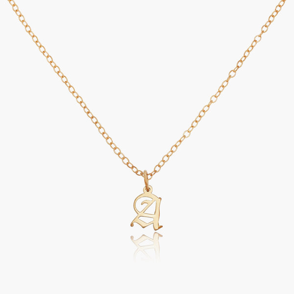 Mini Gothic Initial Necklace