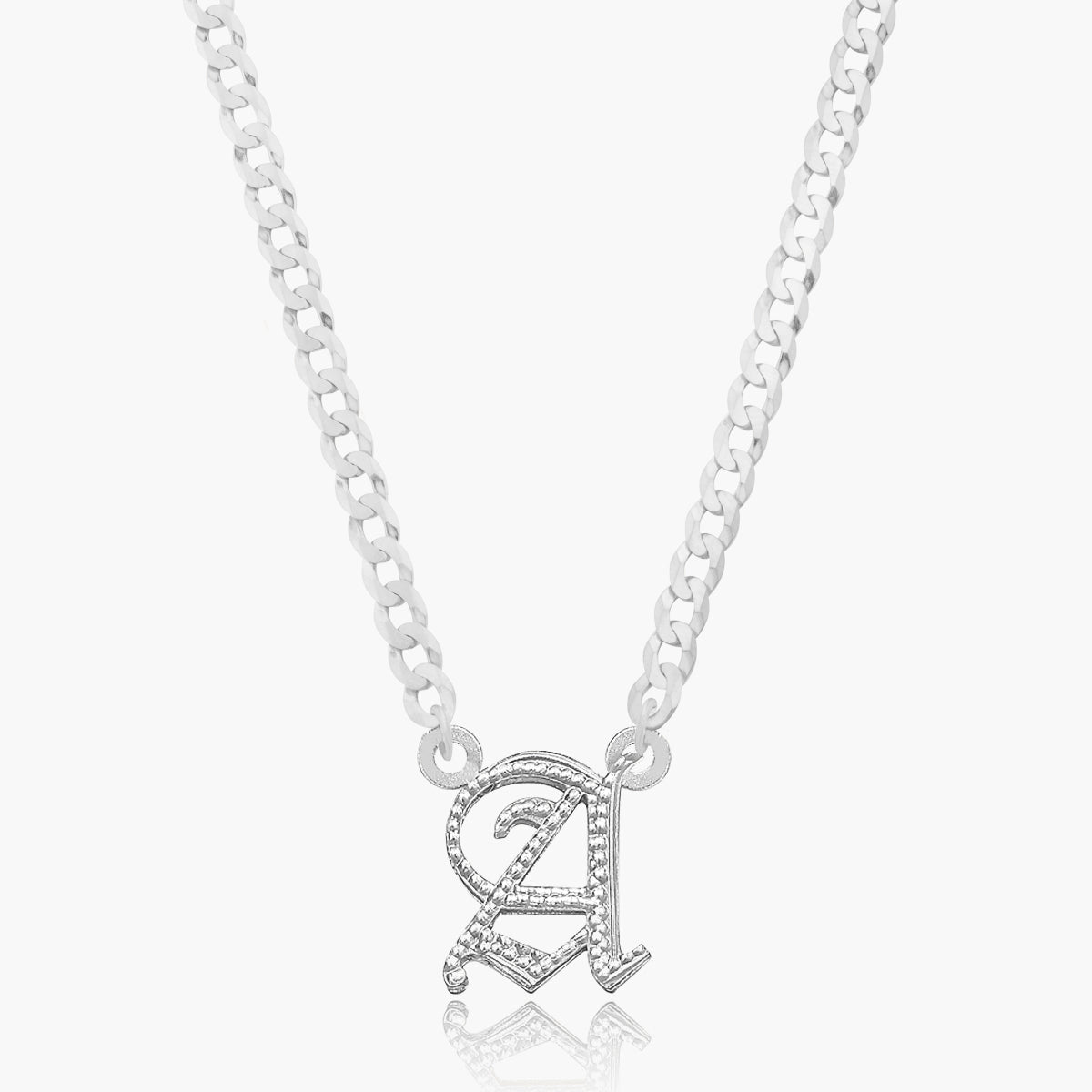 Kid's Double Plated Gothic Initial Necklace