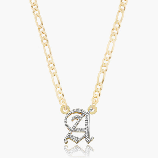 Kid's Double Plated Gothic Initial Necklace
