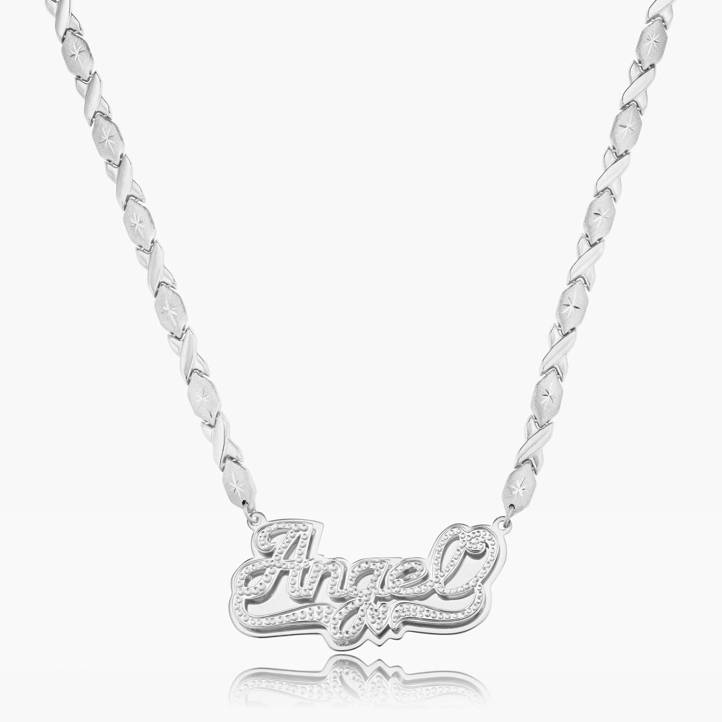 Kid's Double Plated Name Necklace W/ Xo Chain