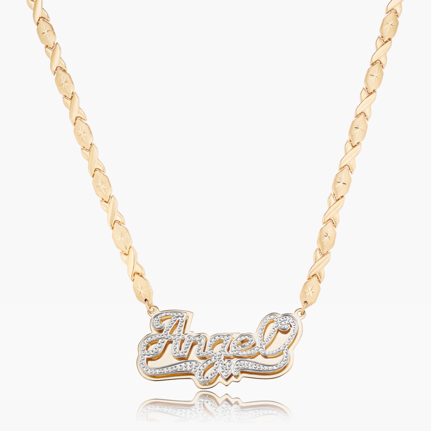 Kid's Double Plated Name Necklace W/ Xo Chain