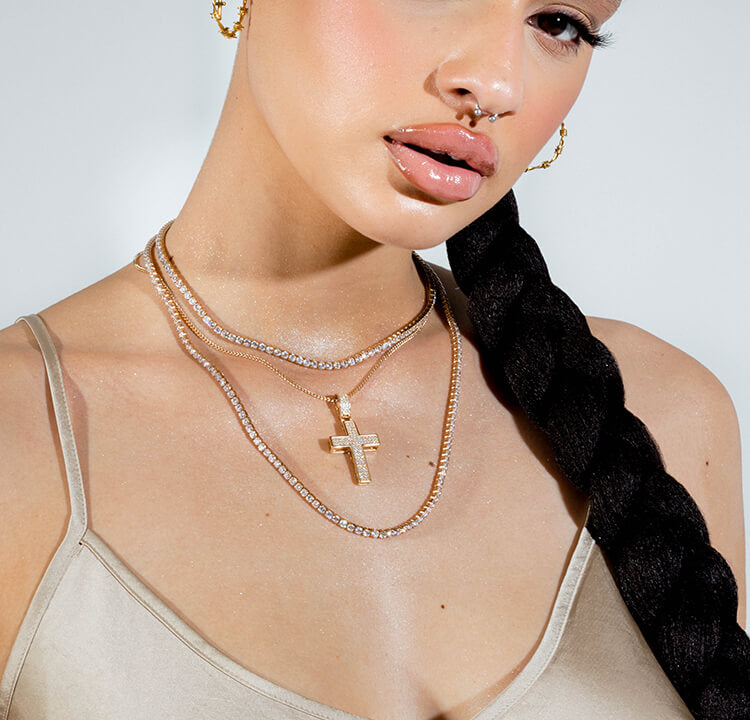 The Double Plated Iced Cross Pendant – Tres Colori Jewelry