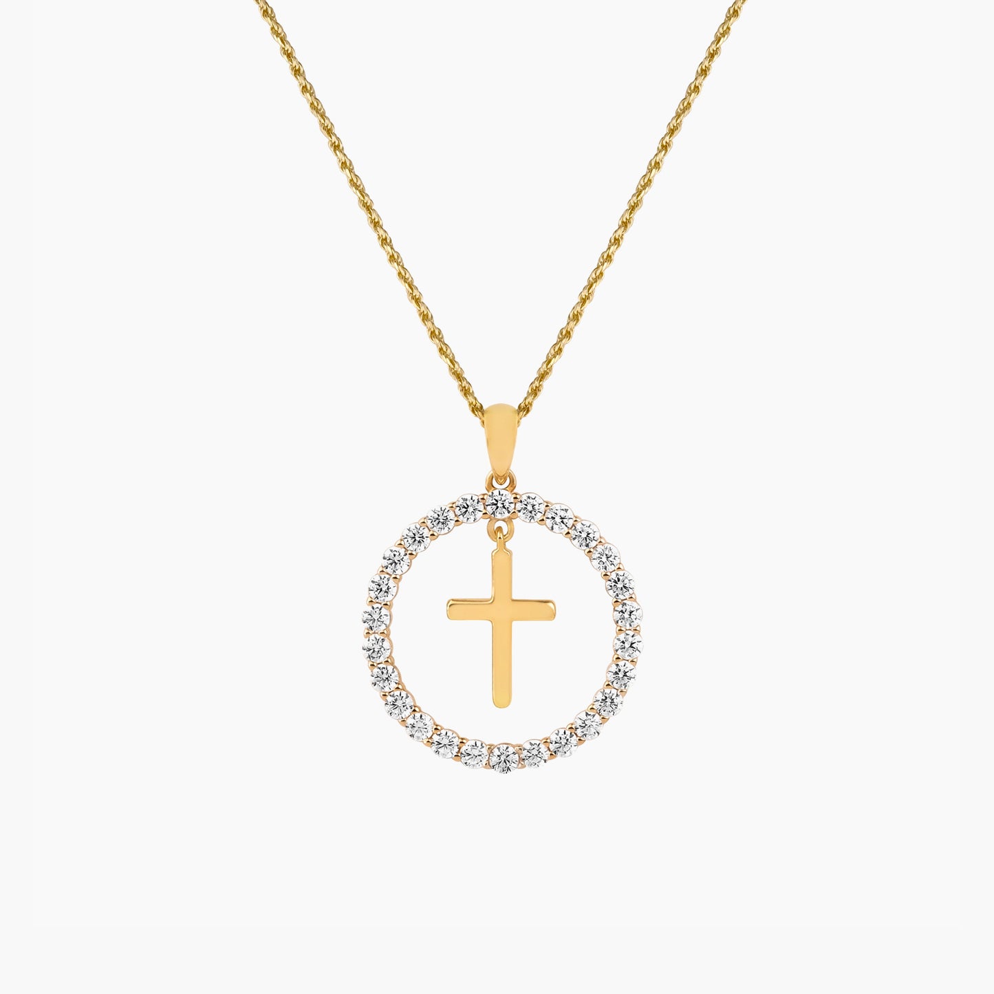 The Iced Coin With Dangling Cross Pendant