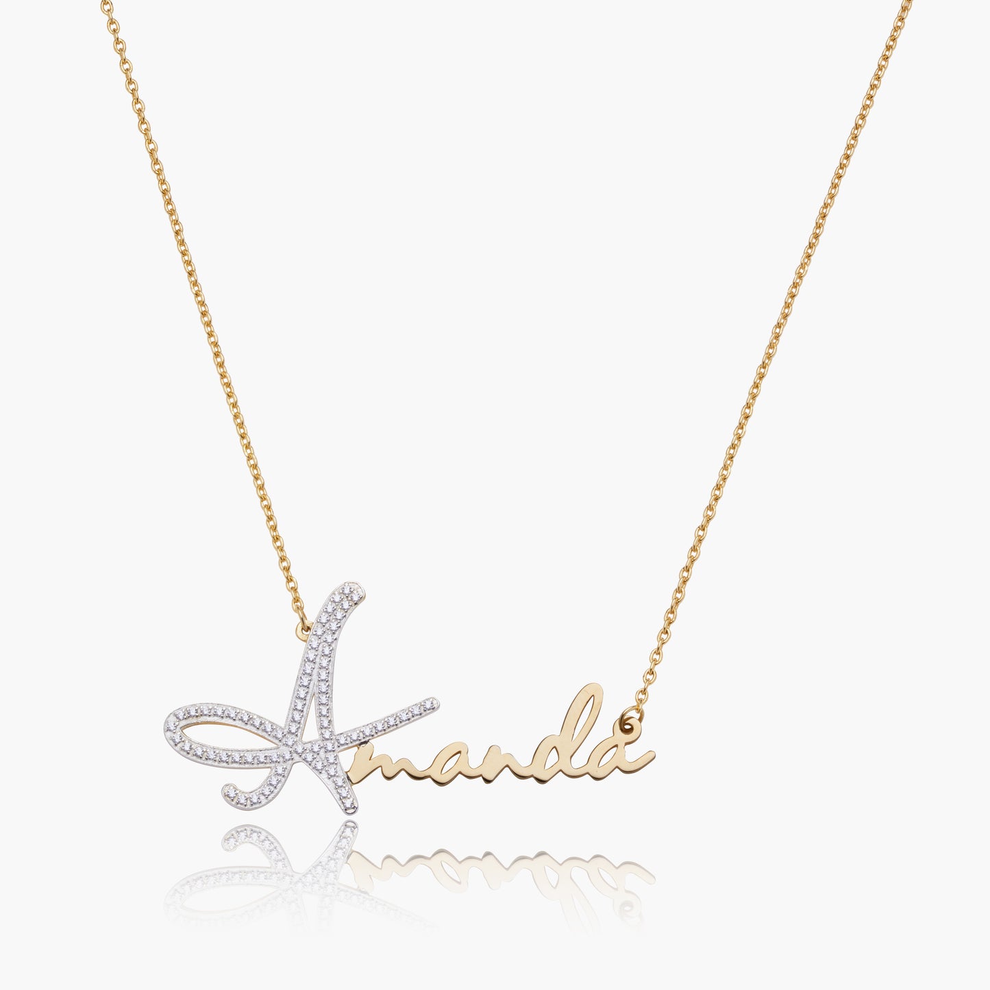 Signature Name Necklace w/ Iced Initial