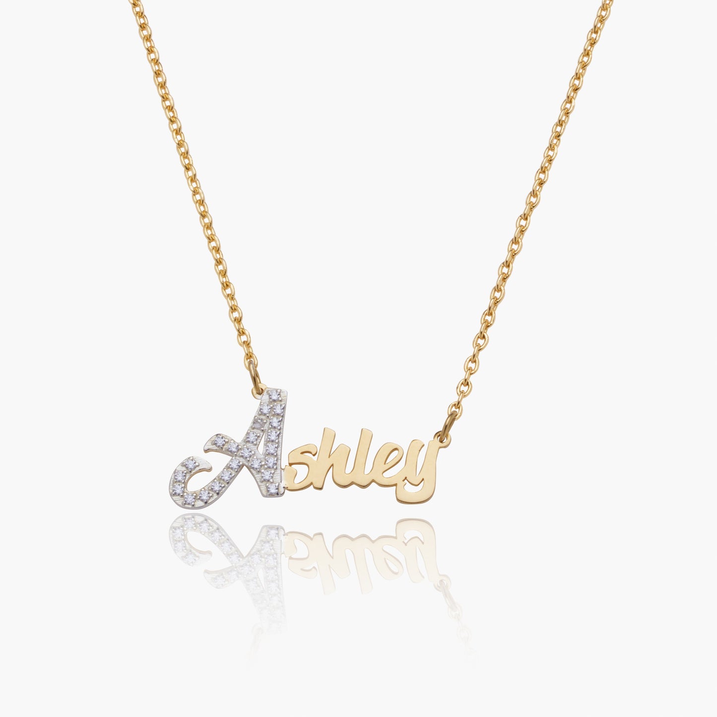 Script Name Necklace w/ Iced Initial