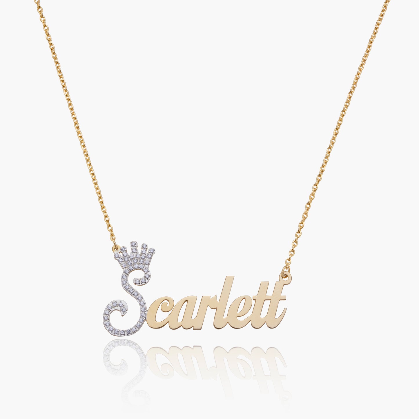 Crown Name Necklace w/ Iced Initial