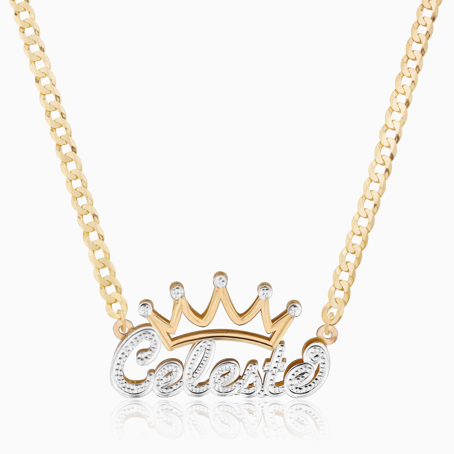 Double Plated Crown Name Necklace