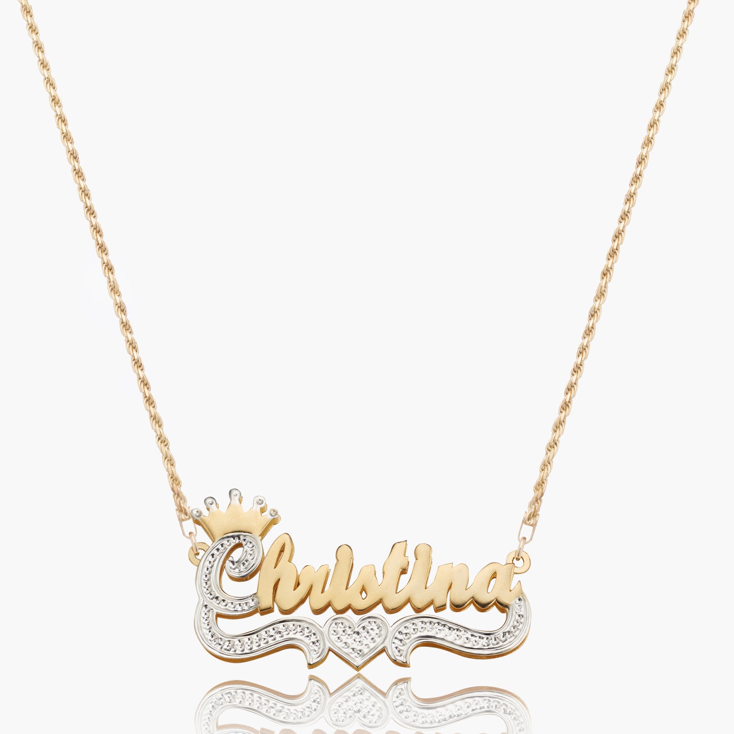 Double Plated Princess Crown Name Necklace