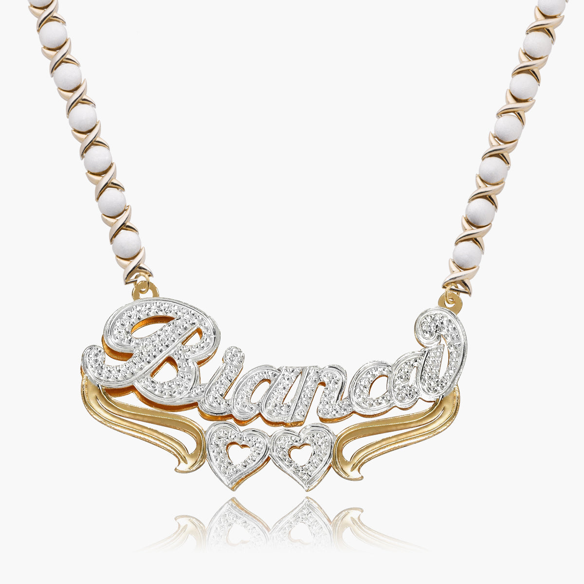 Double plated diamond 2024 name necklace