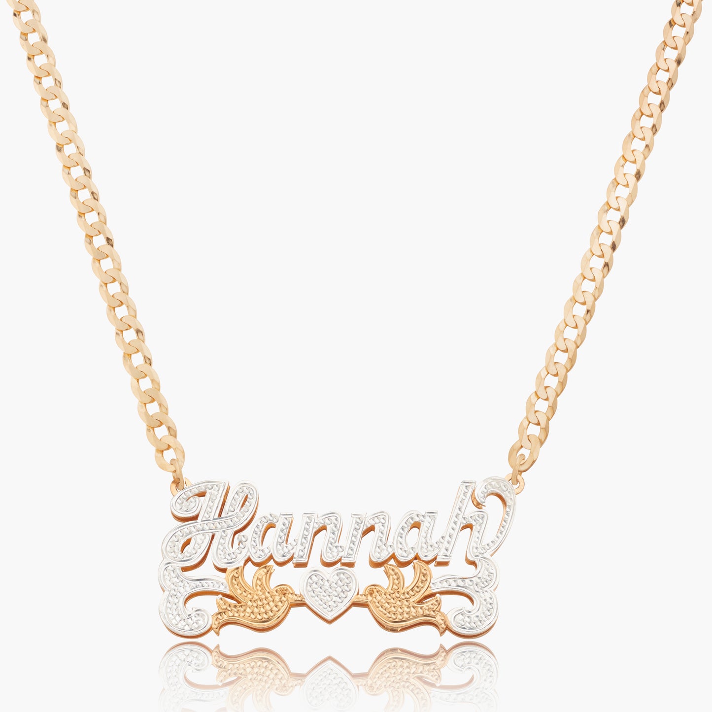 Double Plated Love Bird Name Necklace